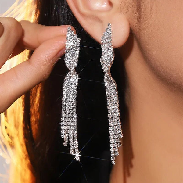 Cascading Crystal Tassel Earrings