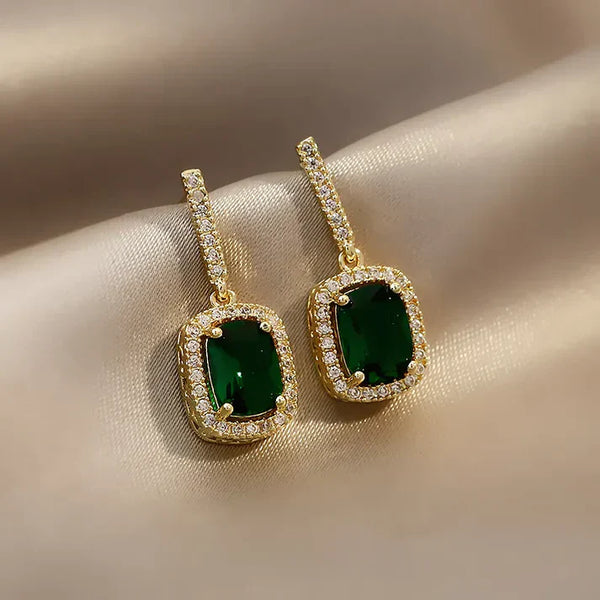 Green Gemstone Sparkle Earrings